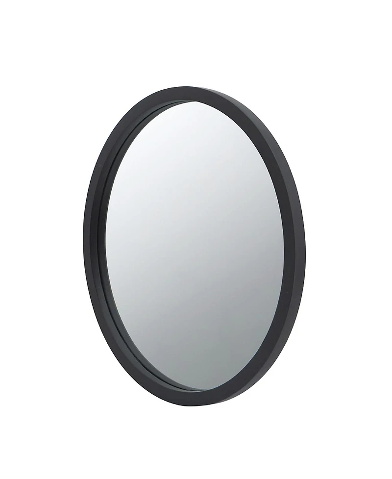 Laoties 20" Round Solid Mango Wood Wall Mirror, Mid-Century Modern Circle Decorative Frame Mirror for Entryway