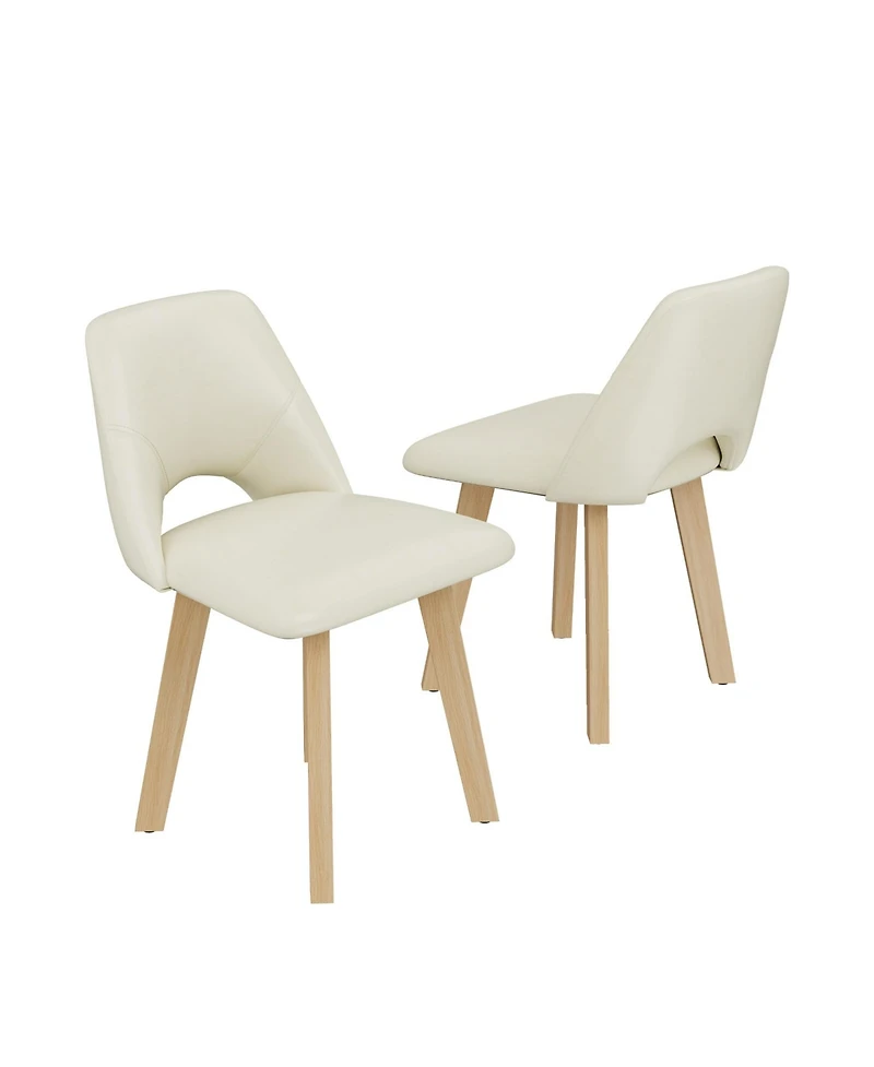 homfan Dining Chairs of 2, Pu Leather Upholstered with Wood Frame, Scratch-Resistant Padded Seat, Modern Armless Side
