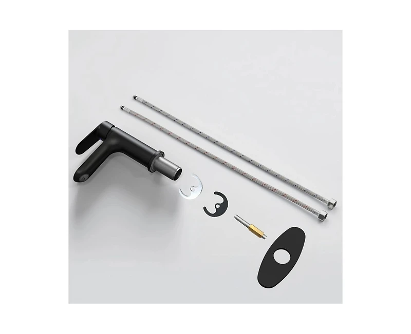 Busdays Single Handle Bathroom Faucet Deck Plate for 1 or 3 Hole Laundry Vanity Sink with Two 9 16 Inch Supply Hoses