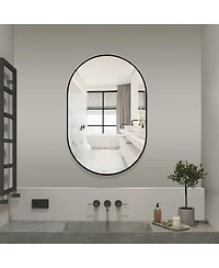 Busdays 36x24 Inch Bathroom Vanity Mirror Wall Mounted Framed Vertical or Horizontal Hanging Modern Hd Mirror for Bedroom Entryway