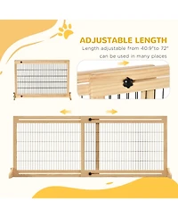 Ruie 71 Inch Extra Wide Freestanding Pet Gate with Adjustable Length for Doorways