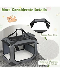 Ruie Collapsible Soft Dog Travel Crate with Mesh Windows and 3 Doors
