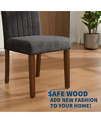 homfan Upholstered Dining Chairs Set of 6, Button Tufted Parsons with Wood Legs and Padded Seat, Modern Fabric