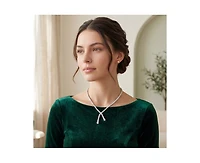 Genevive Brilliant White Gold Plated Sterling Silver Cz Twist Necklace