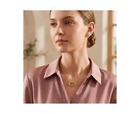 Rachel Glauber Unique 14K Gold Plated Woven Mesh Rectangular Necklace