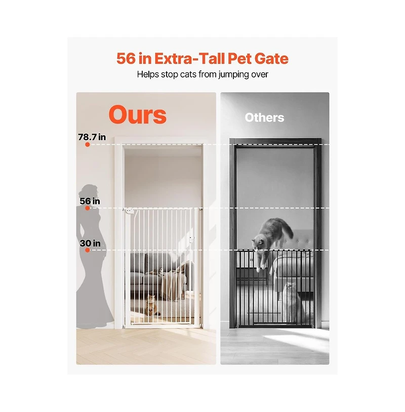 Ruie Extra Tall Pet Gate 56 in High with Adjustable 29 to 41 in Width