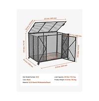 Ruie 38 in Heavy Duty Dog Crate with Double Doors and Lockable Wheels