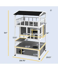 Ruie Wooden Outdoor Cat House with Asphalt Roof Escape Doors and Jump Platform