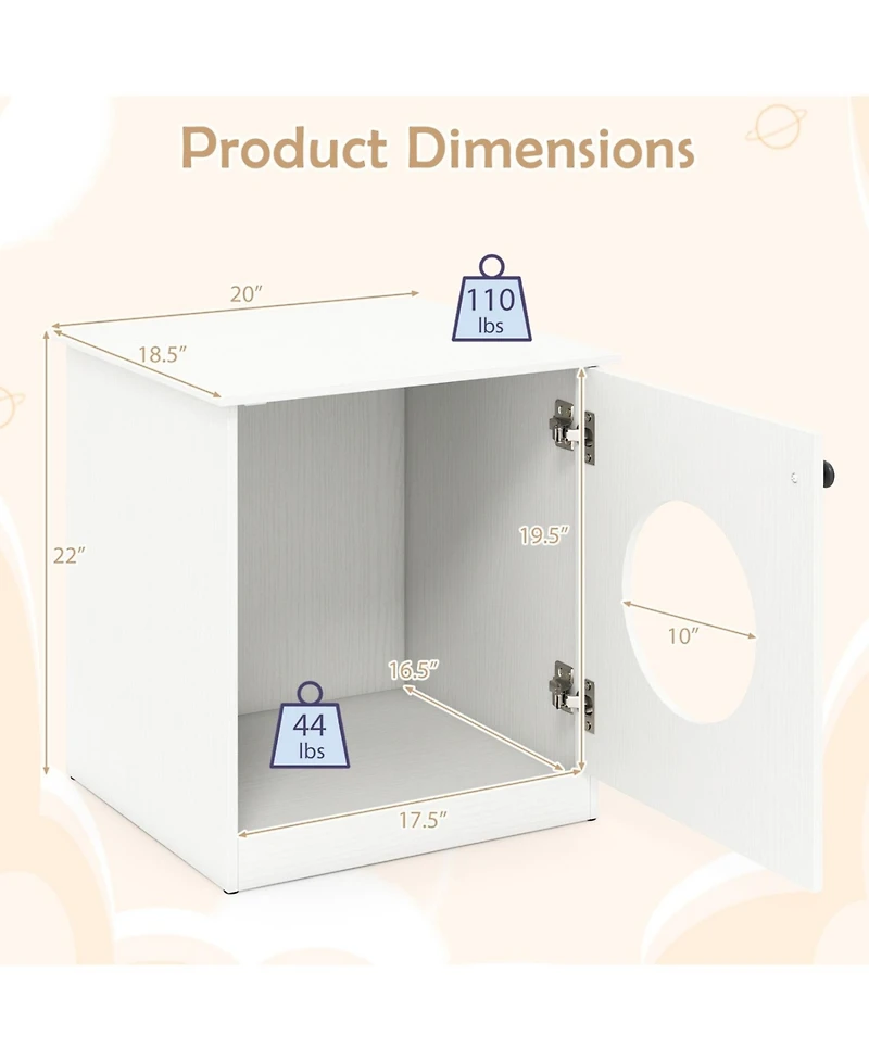 Ruie Modern Cat Litter Box Enclosure Side Table with Openable Door