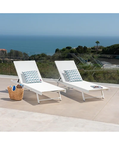 Mondawe Set of 2 Outdoor Chaise Lounge Chairs with Adjustable Backrest
