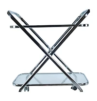 HomeRoots 26" Metal and Glass Rolling Bar Cart