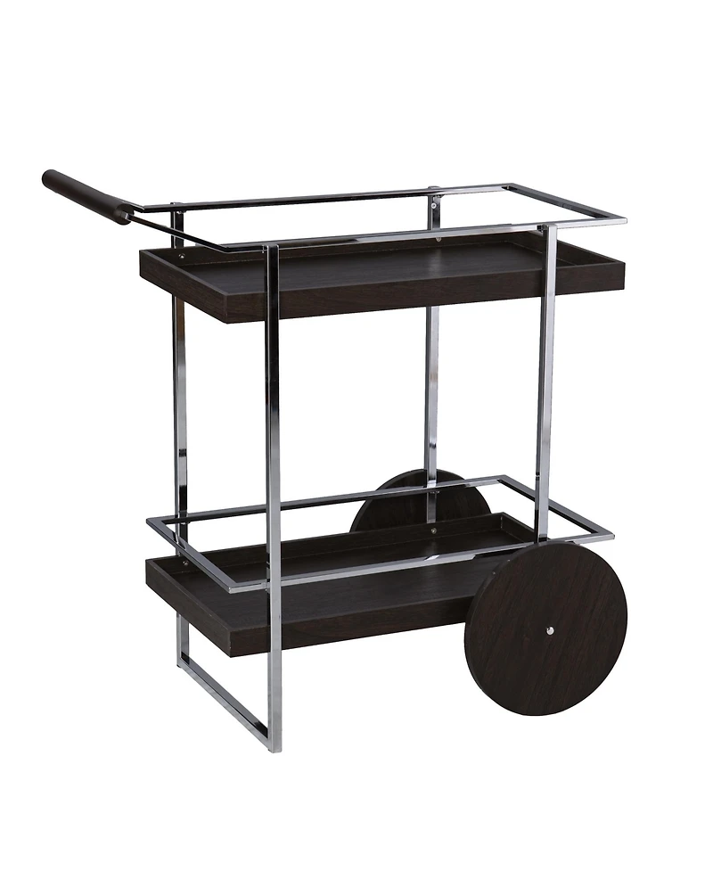 HomeRoots 34" Iron and Wood Rolling Bar Cart