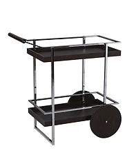 HomeRoots 34" Iron and Wood Rolling Bar Cart
