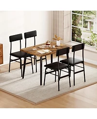 homfan Dining Table Set for 4, Wood Table with 4 Upholstered Chairs, Space Saving Kitchen and Dining Room Furniture for Small Spaces, Apartment