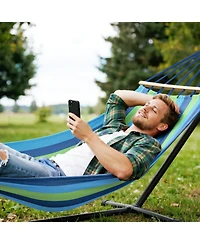 Piscifun Portable Camping Hammock Thickened Canvas 550lb Capacity With Anti Roll Beam Tree Straps For Outdoor Patio Yard
