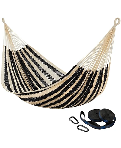 Piscifun Handwoven Mayan Double Hammock 10ft Tree Straps 550lbs Capacity Portable Outdoor Camping Beach with Carry Bag