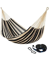 Piscifun Handwoven Mayan Double Hammock 10ft Tree Straps 550lbs Capacity Portable Outdoor Camping Beach with Carry Bag