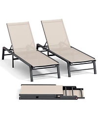 Mondawe 2 Piece Foldable Pool Lounge Chair Set with Aluminum Frame and Textilene Fabric