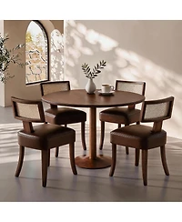 homfan Dining Chairs Set of 4, Mid Century Upholstered Chairs with Faux Leather