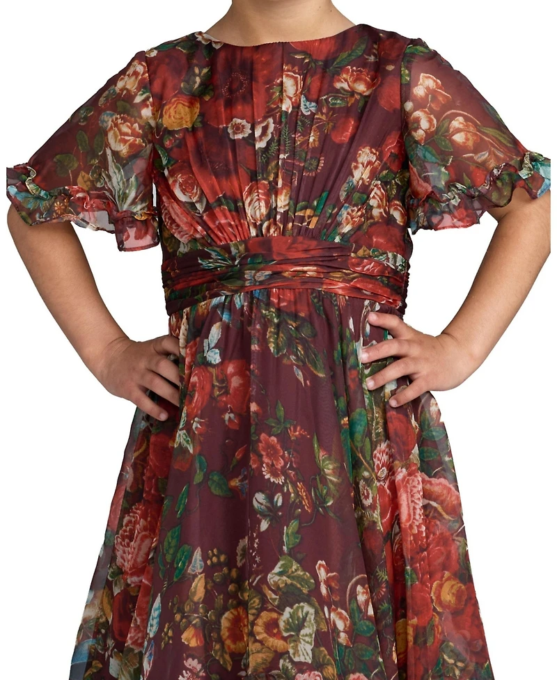 Mac Duggal Big Girls 6-14 High Neck Ruffle Hi Low Gown