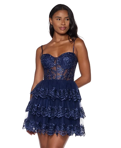 Alex & Sophia Juniors' Embellished Short Fit Flare Dress