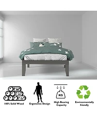 Gouun 14 Inch Twin Rubberwood Platform Bed Frame with Poplar Wood Slats