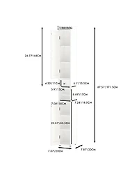 Busdays 67.51 Inch Tall Bathroom Storage Cabinet with Adjustable Shelves Slim 2 Doors Freestanding Anti Tip Open Compartments for Small Spaces