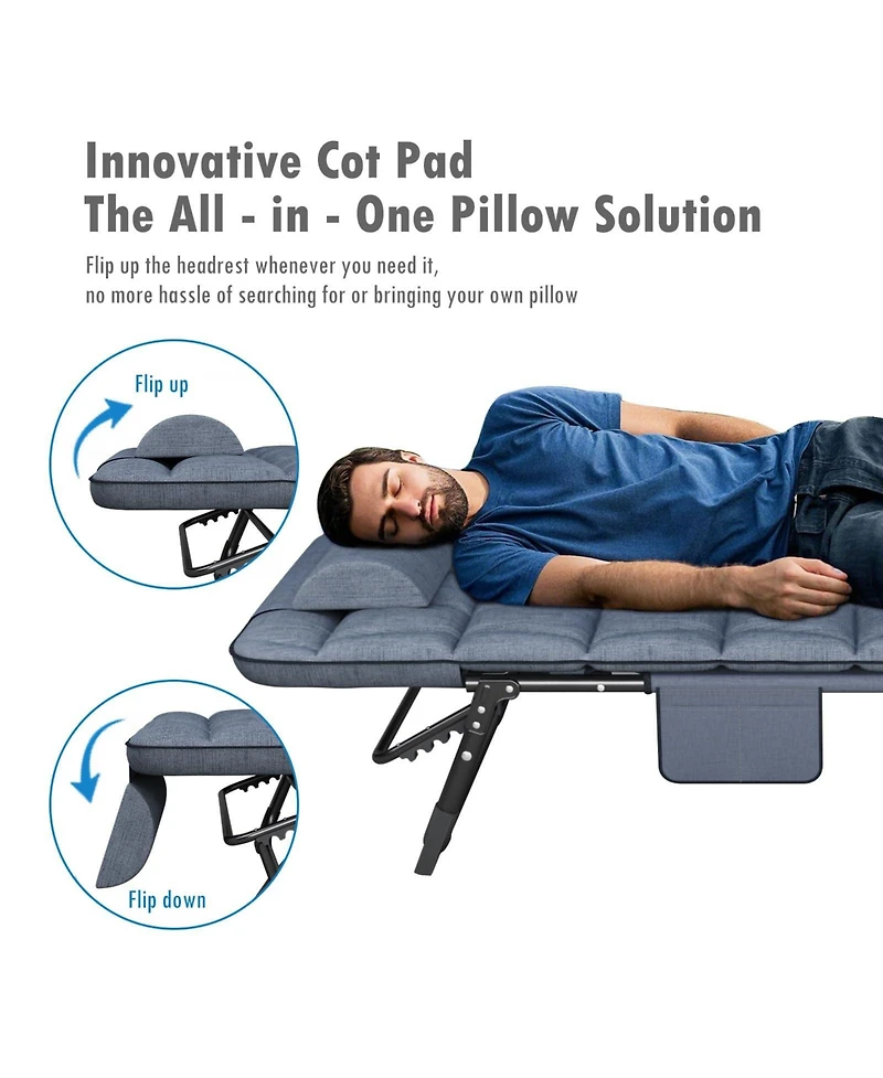 Piscifun Adjustable Folding Camping Lounger Bed With Padded Mattress Portable For Travel Garden Office