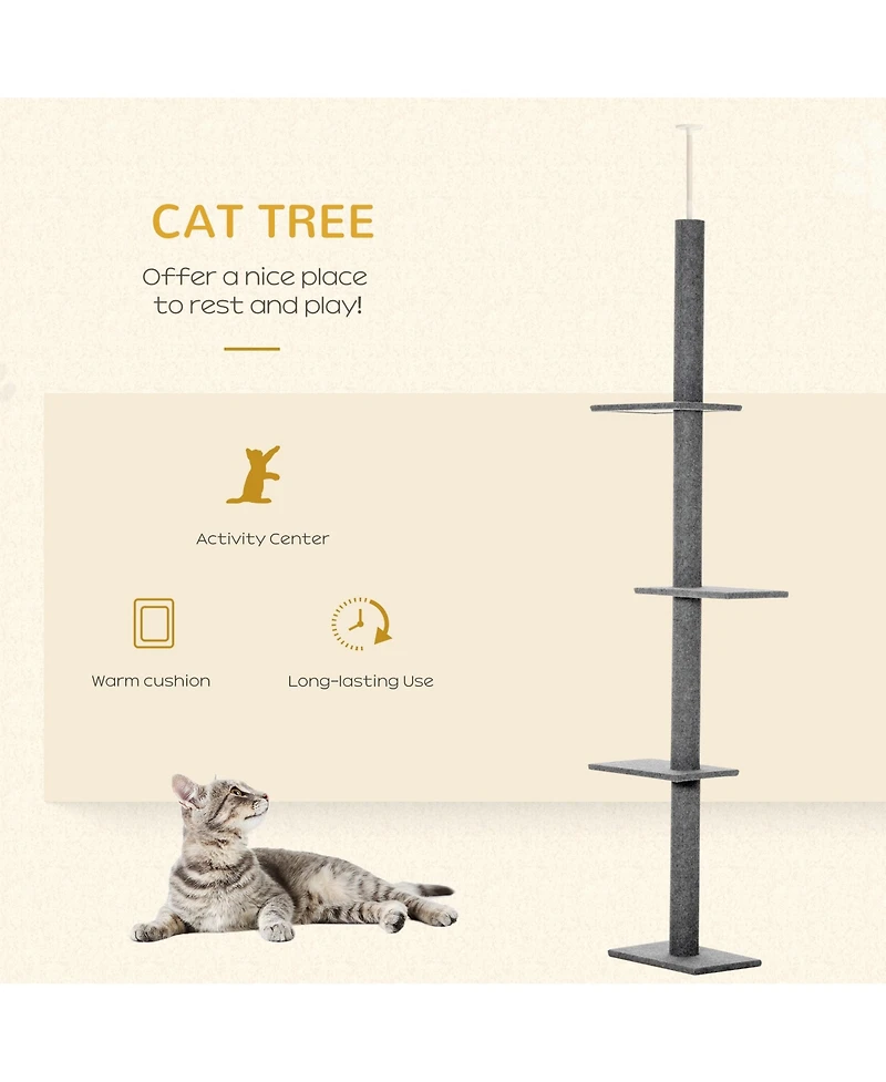 Ruie Floor to Ceiling Cat Tree Climbing Tower with Sisal Scratching Posts