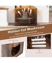 Ruie 56 Inch Tall Cat Litter Box Enclosure with Open Storage Shelves