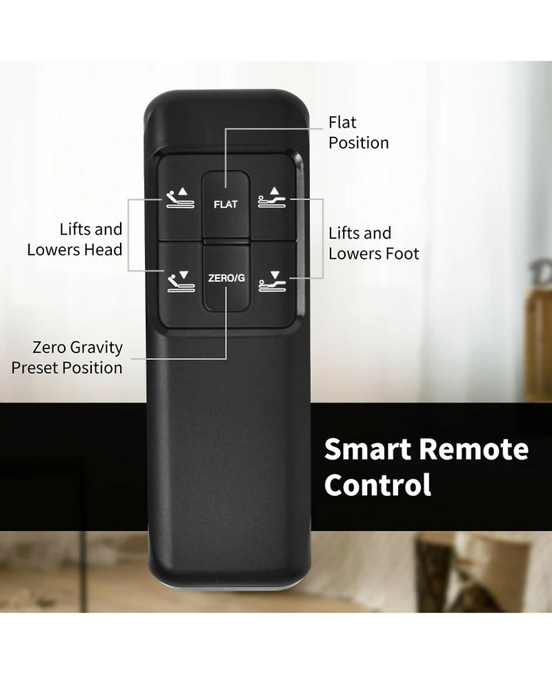 Gouun Queen Adjustable Bed Base Frame with Wireless Remote and Dual Usb Ports
