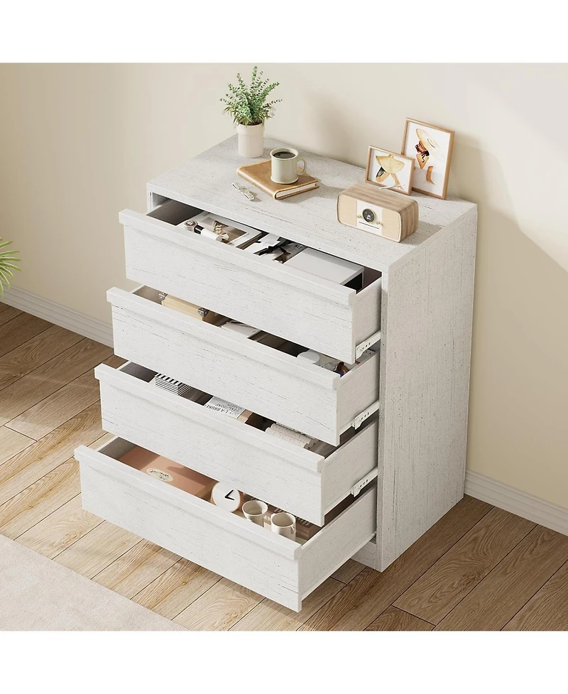 homfan 4-Drawer Dresser – 39" Tall Chest with Large Storage, Modern Nightstand and End Table for Bedroom and Living Room