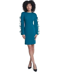 Karl Lagerfeld Paris Women's Scuba Crepe A Line with Bow Detail Short Dress