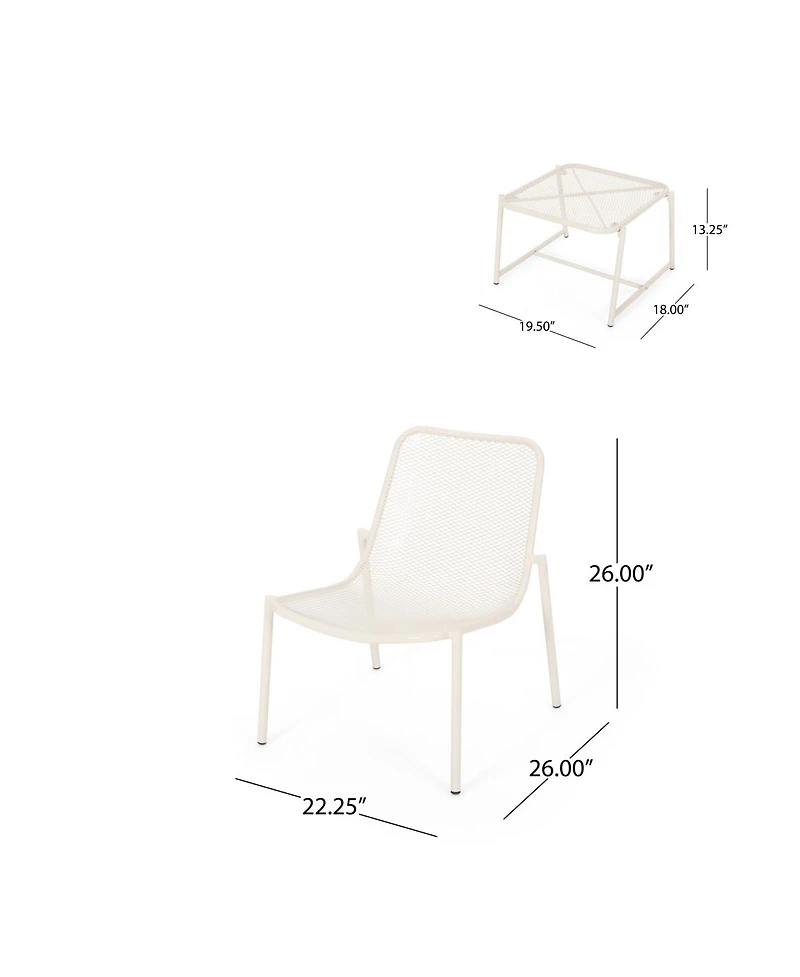 Asagikoiai 3-Piece Outdoor Metal Conversation Set with Iron Mesh Chairs and Table-Asagikoiai