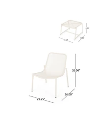 Asagikoiai 3-Piece Outdoor Metal Conversation Set with Iron Mesh Chairs and Table-Asagikoiai
