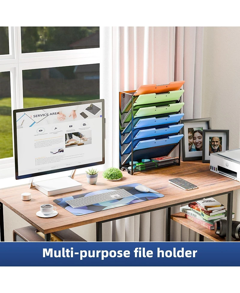 Danrong 7 Tier Dual Use Metal Wall Desktop File Organizer Rack