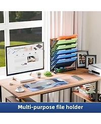 Danrong 7 Tier Dual Use Metal Wall Desktop File Organizer Rack
