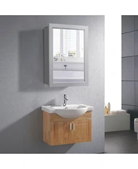 Gymax Mirrored Medicine Cabinet Wall-Mounted Bathroom Storage Organizer with Shelf