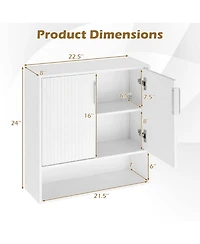 Gymax Bathroom Wall Cabinet Over-the-Toilet Medicine Cabinet with 2 Fluted Doors