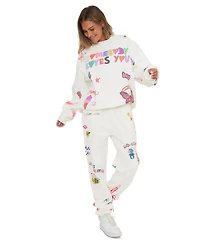 Mayfair Juniors' Somebody Loves You Graphic Oversized Long-Sleeve Crewneck Sweatshirt