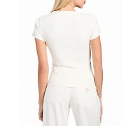 Guess Women's Henley Neck Short Sleeve Top