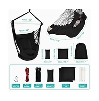 Piscifun Hammock Chair Hanging Swing With 3 Cushions Foot Rest Support 500lbs Weight Capacity Indoor Outdoor Patio Porch