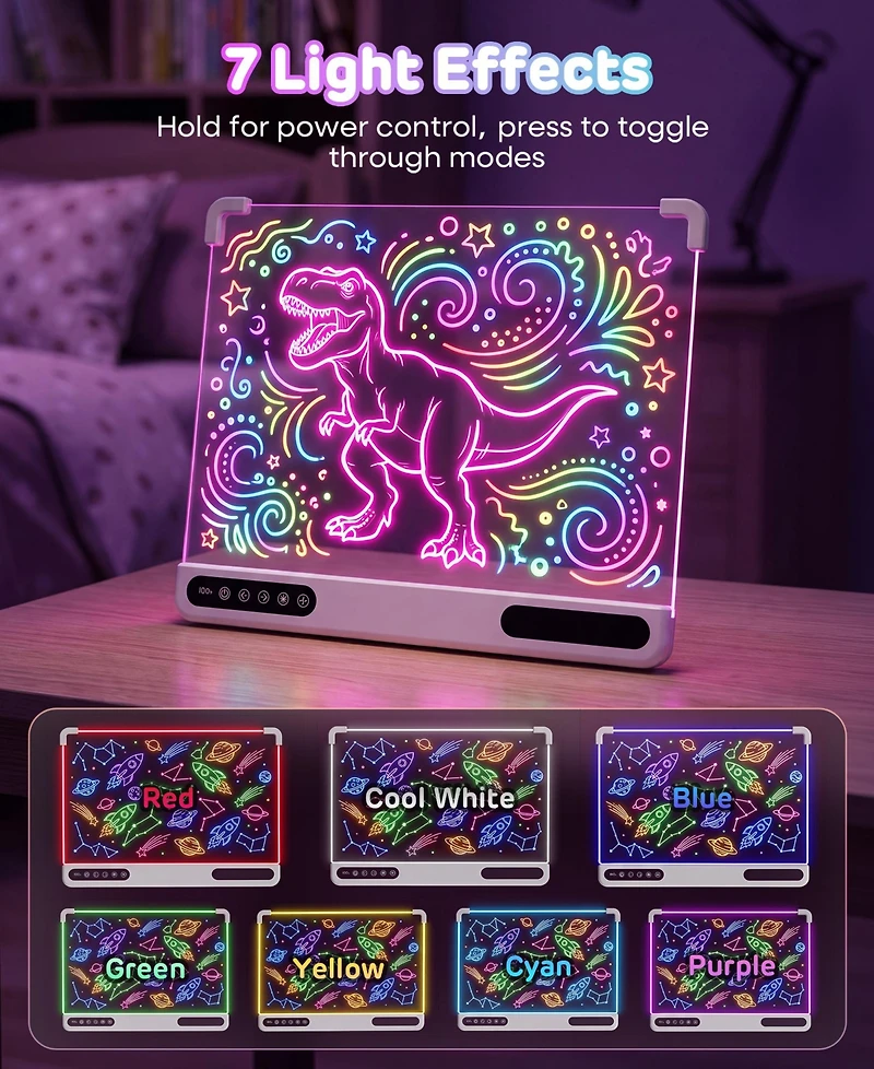 Sugift Rechargeable Neon Led Drawing Board with 7 Light Modes