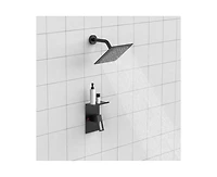 Busdays 8 Inch Rain Shower Faucet Set with Storage Rack Single Spray Shower Head Complete Kit
