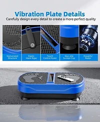 Sugift Vibration Plate Exercise Machine with Bluetooth Speaker, 2 Loops, 5 Resistance Bands, 450lb Capacity