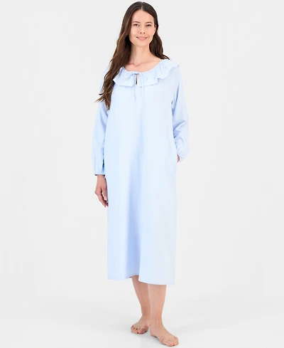 Charter Club Women's Flannel Scoop-Neckline Ruffle-Detail Nightgown, Macy's Exclusive