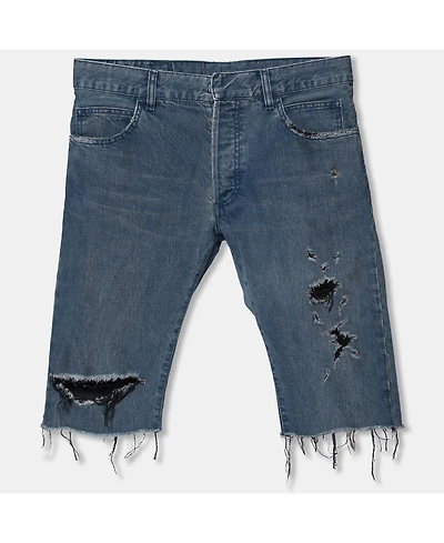 Pre-Owned Balmain Men's Distressed Denim Frayed Edged Shorts