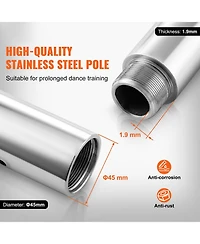Sevorley Professional Dance Pole Kit, 45mm Spinning and Static Stainless Steel Fitness Pole, Height Adjustable
