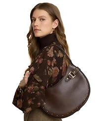 Lauren Ralph Lauren Studded Leather Tasha Medium Shoulder Handbag
