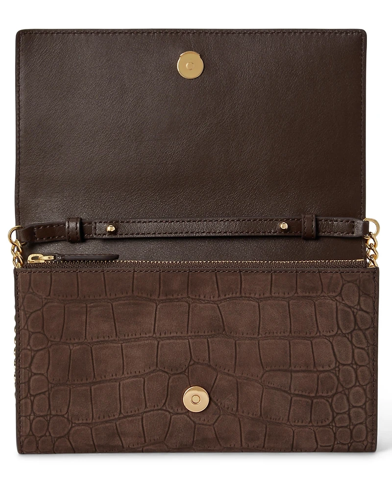Lauren Ralph Lauren Crocodile-Embossed Medium Adair Ii Leather Crossbody Wallet